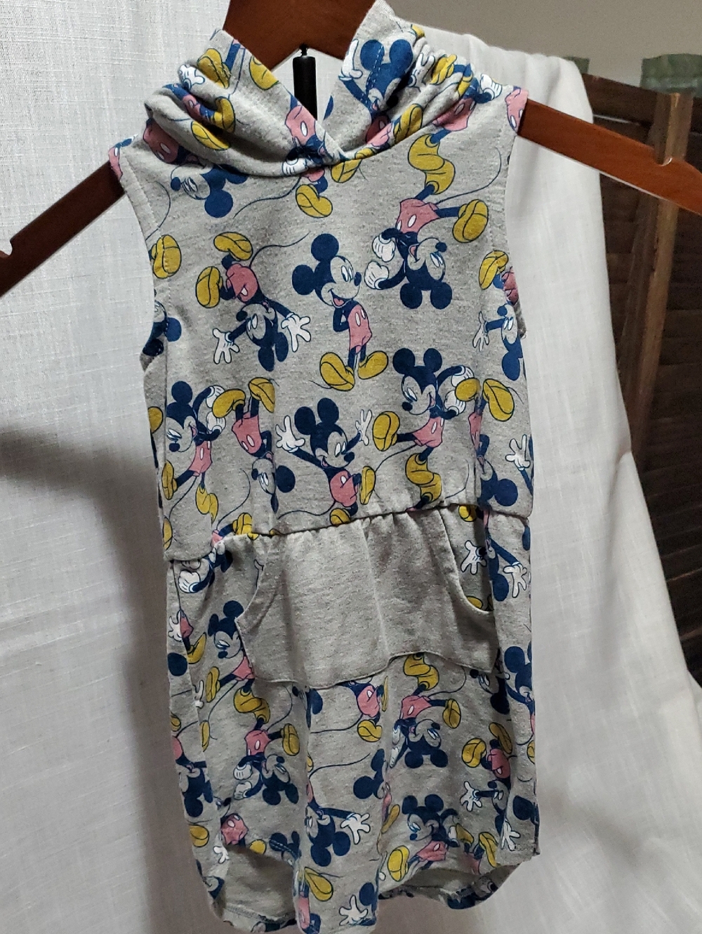 Disney Striped Hooded Dress in Gray and Blue with Character Print